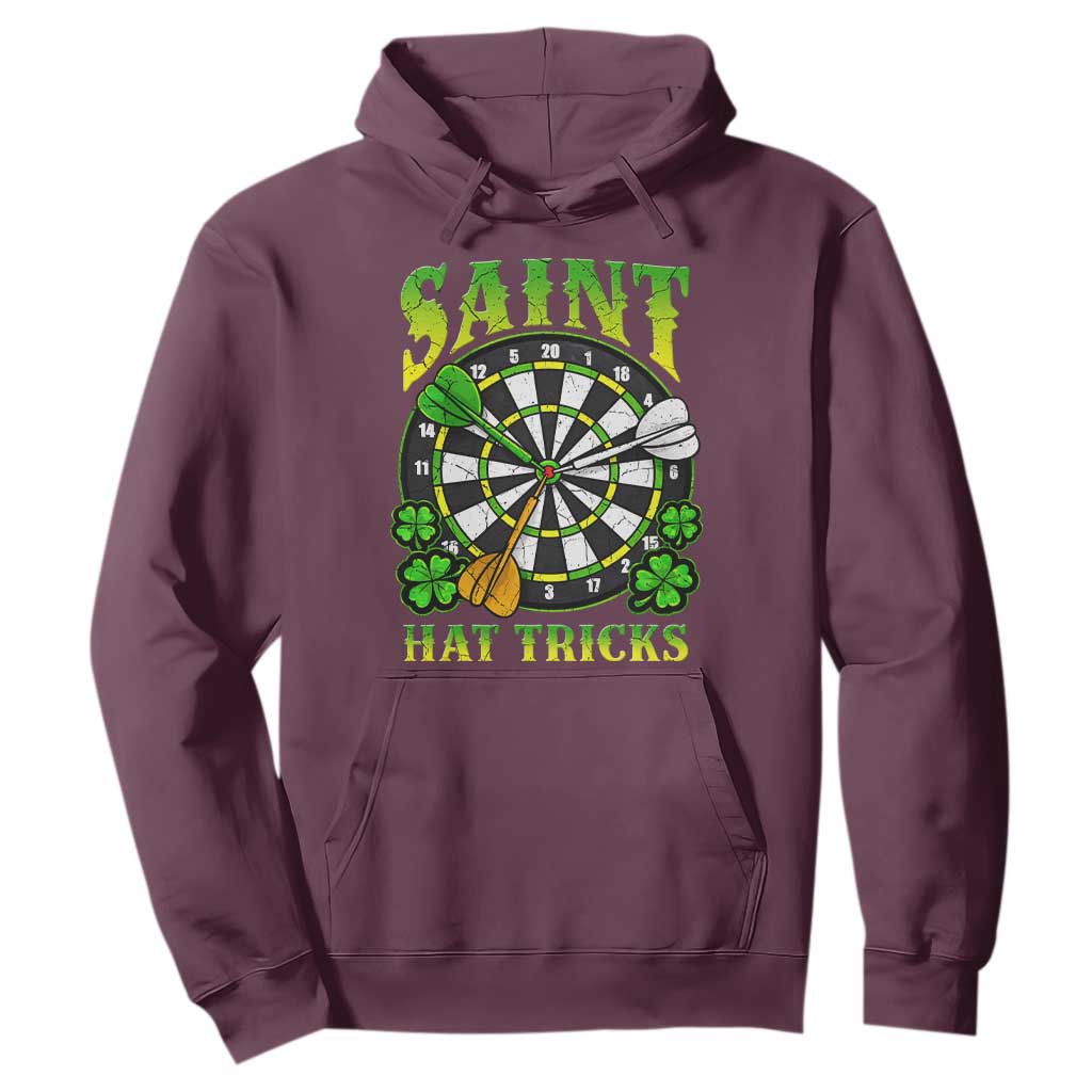 Funny Darts St Patricks Day Gift Hoodie Saint Hat Tricks TS12 Maroon Print Your Wear