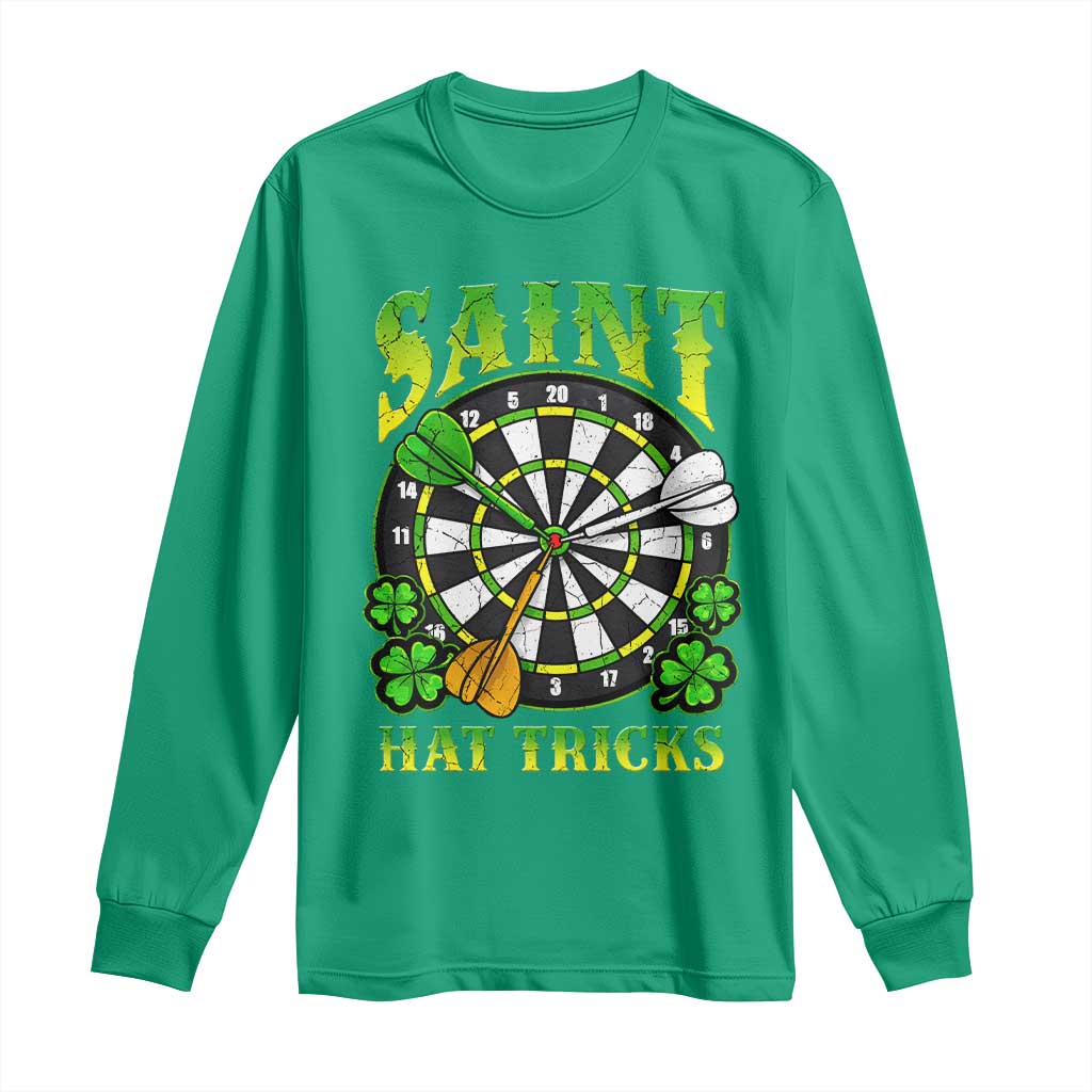 Funny Darts St Patricks Day Gift Long Sleeve Shirt Saint Hat Tricks TS12 Irish Green Print Your Wear