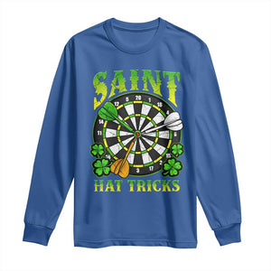 Funny Darts St Patricks Day Gift Long Sleeve Shirt Saint Hat Tricks TS12 Royal Blue Print Your Wear