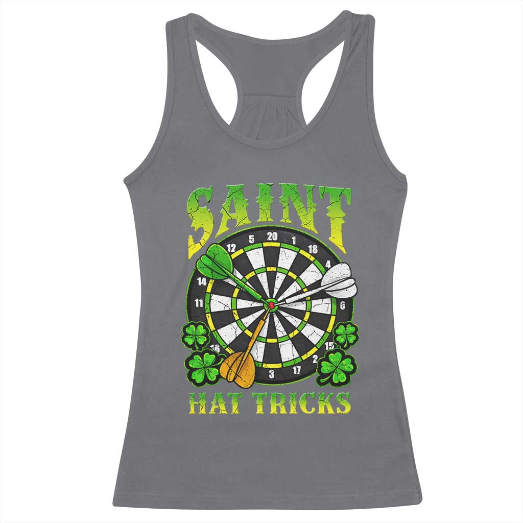 Funny Darts St Patricks Day Gift Racerback Tank Top Saint Hat Tricks TS12 Charcoal Print Your Wear