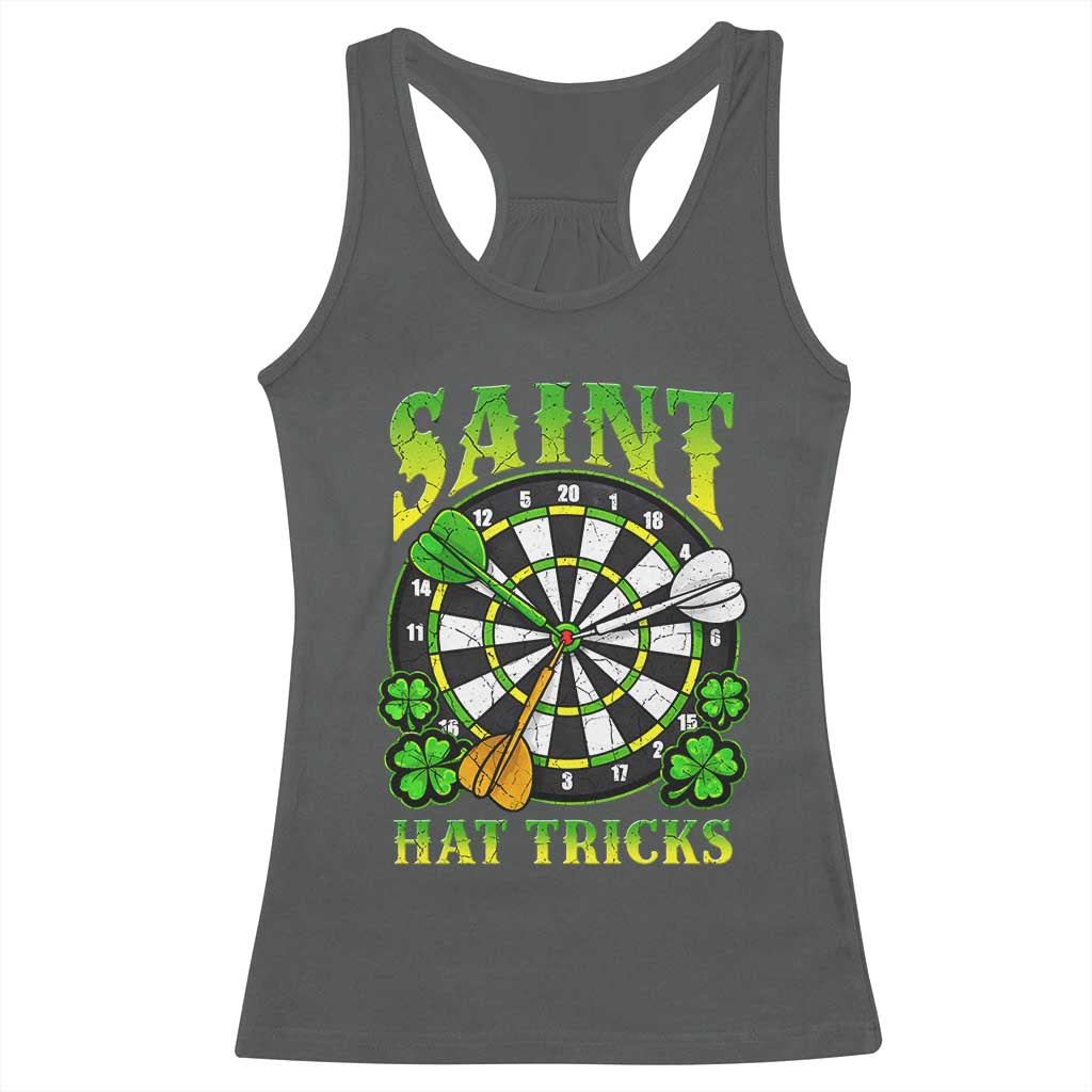 Funny Darts St Patricks Day Gift Racerback Tank Top Saint Hat Tricks TS12 Dark Heather Print Your Wear