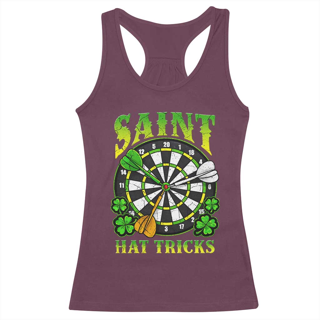 Funny Darts St Patricks Day Gift Racerback Tank Top Saint Hat Tricks TS12 Maroon Print Your Wear