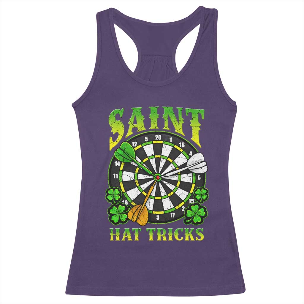Funny Darts St Patricks Day Gift Racerback Tank Top Saint Hat Tricks TS12 Purple Print Your Wear