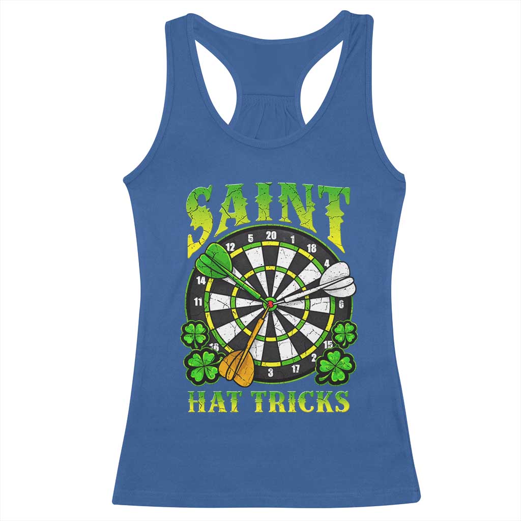 Funny Darts St Patricks Day Gift Racerback Tank Top Saint Hat Tricks TS12 Royal Blue Print Your Wear