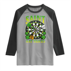 Funny Darts St Patricks Day Gift Raglan Shirt Saint Hat Tricks TS12 Sport Gray Black Print Your Wear
