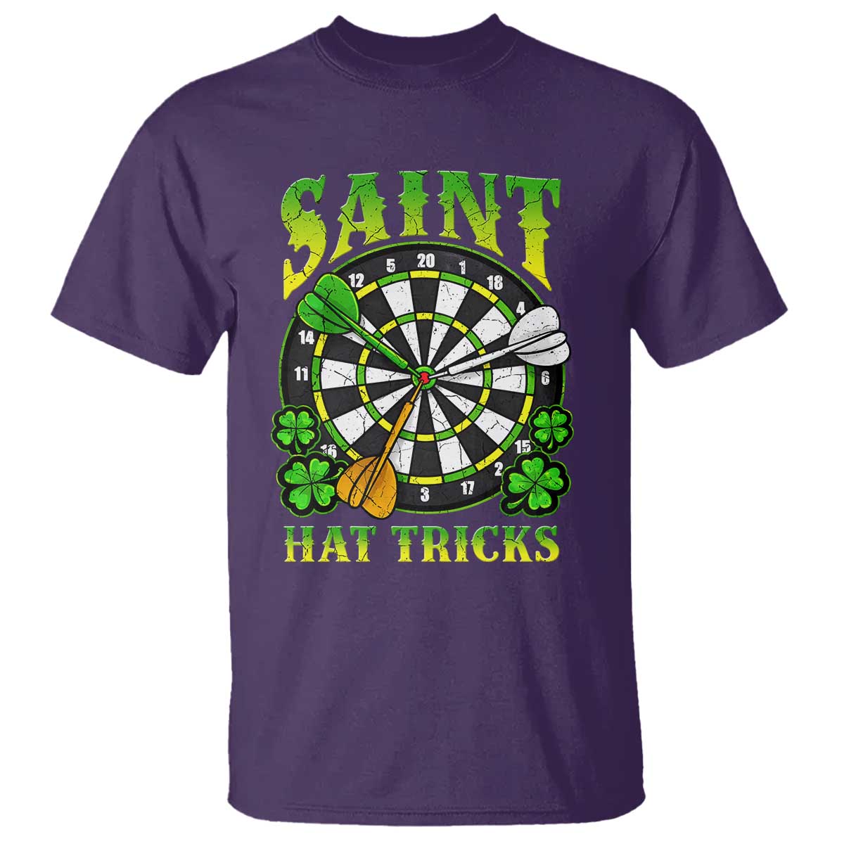 Funny Darts St Patricks Day Gift T Shirt Saint Hat Tricks TS12 Purple Print Your Wear