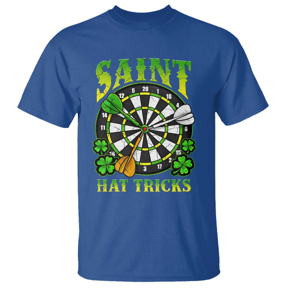 Funny Darts St Patricks Day Gift T Shirt Saint Hat Tricks TS12 Royal Blue Print Your Wear