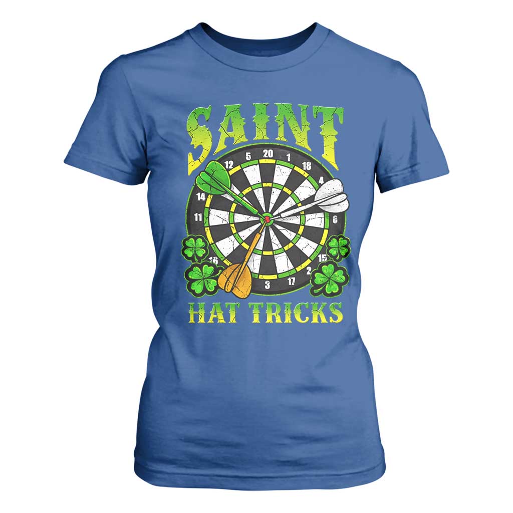 Funny Darts St Patricks Day Gift T Shirt For Women Saint Hat Tricks TS12 Royal Blue Print Your Wear