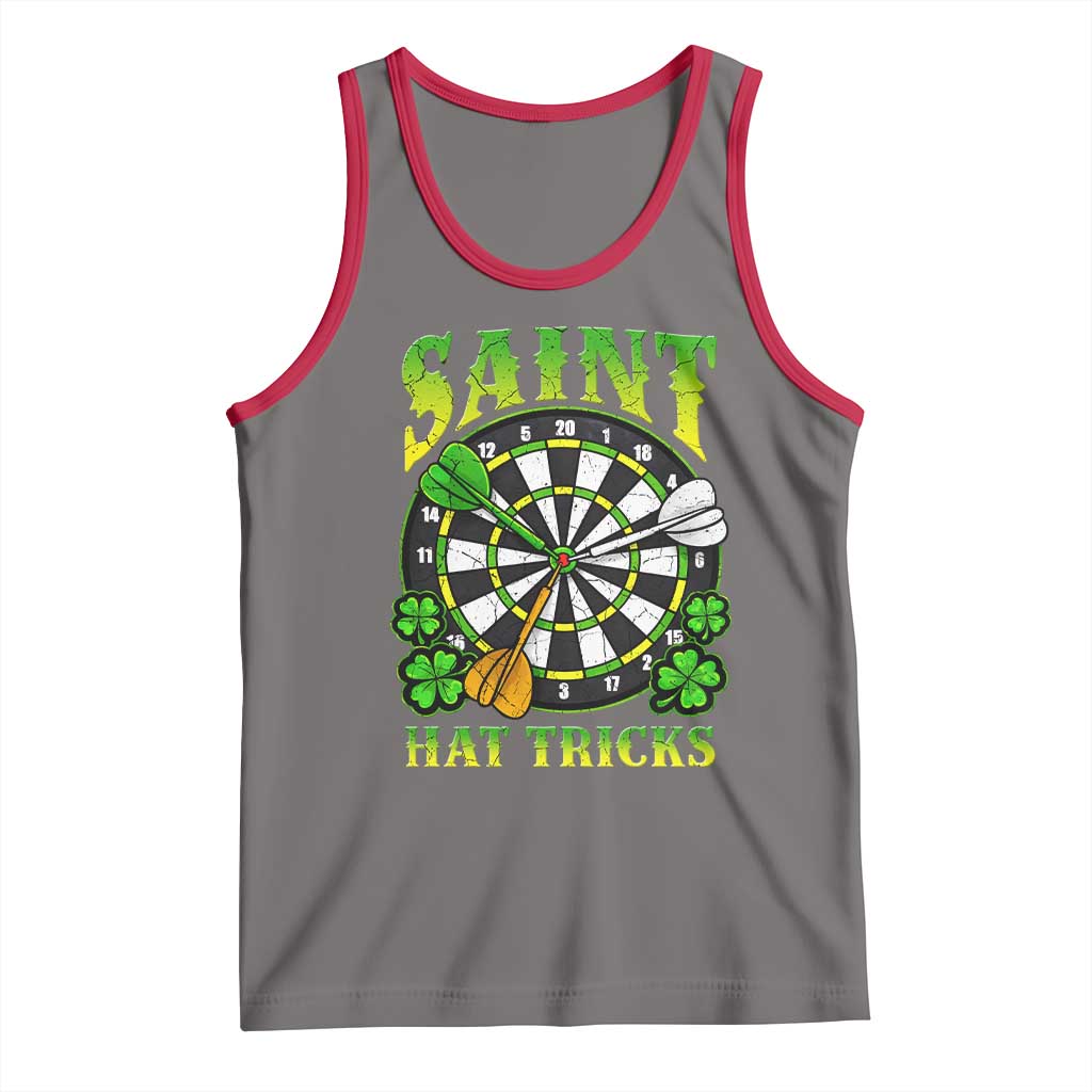 Funny Darts St Patricks Day Gift Tank Top Saint Hat Tricks TS12 Deep Heather Red Print Your Wear