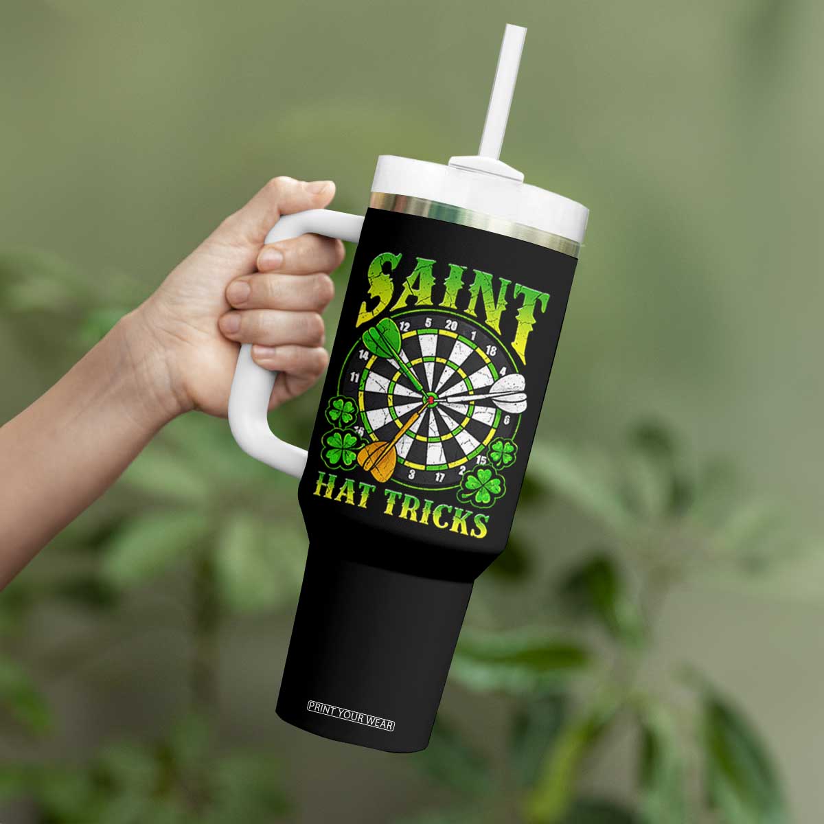 Funny Darts St Patricks Day Gift Tumbler With Handle Saint Hat Tricks TS12 Print Your Wear