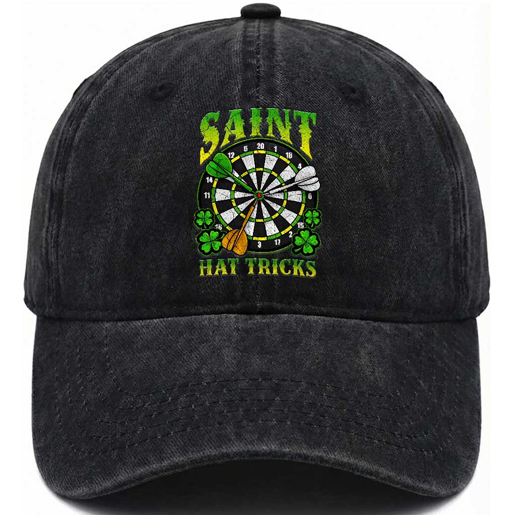 Funny Darts St Patricks Day Gift Washed Cotton Baseball Cap Saint Hat Tricks TS12 Print Your Wear