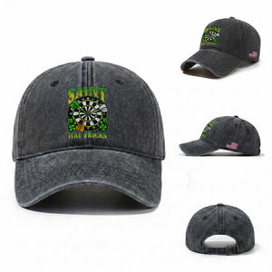 Funny Darts St Patricks Day Gift Washed Cotton Baseball Cap Saint Hat Tricks TS12 Washed Cap Universal Fit Dark Gray Print Your Wear