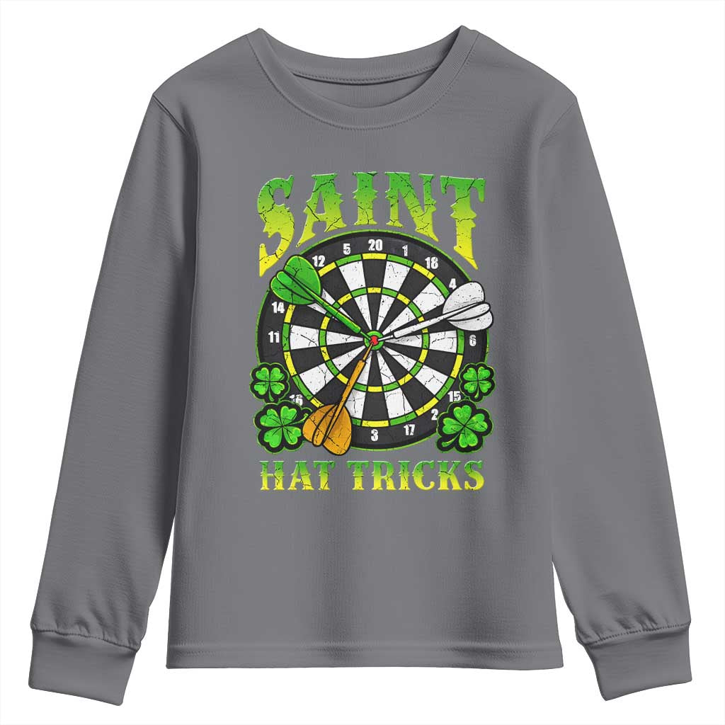 Funny Darts St Patricks Day Gift Youth Sweatshirt Saint Hat Tricks TS12 Charcoal Print Your Wear