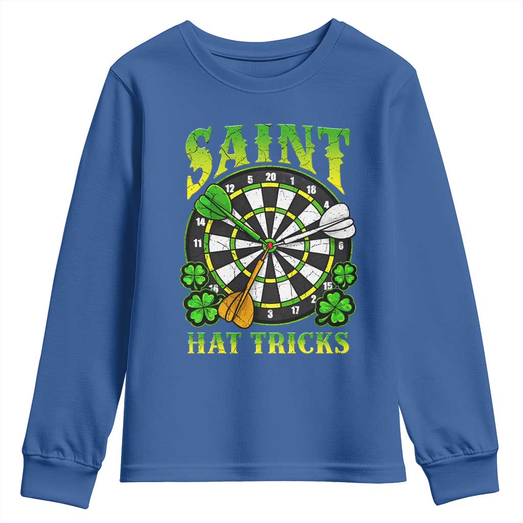 Funny Darts St Patricks Day Gift Youth Sweatshirt Saint Hat Tricks TS12 Royal Blue Print Your Wear