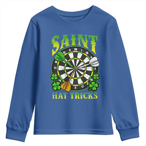 Funny Darts St Patricks Day Gift Youth Sweatshirt Saint Hat Tricks TS12 Royal Blue Print Your Wear