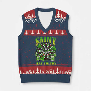 Saint Hat Tricks St Patricks Day V-Neck Knit Sweater Vest Darts Player Gift TS12 Navy Red Print Your Wear