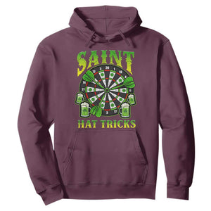 Saint Hat Tricks St Patricks Day Hoodie Darts Player Gift TS12 Maroon Print Your Wear