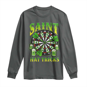 Saint Hat Tricks St Patricks Day Long Sleeve Shirt Darts Player Gift TS12 Dark Heather Print Your Wear