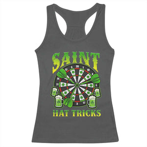 Saint Hat Tricks St Patricks Day Racerback Tank Top Darts Player Gift TS12 Dark Heather Print Your Wear