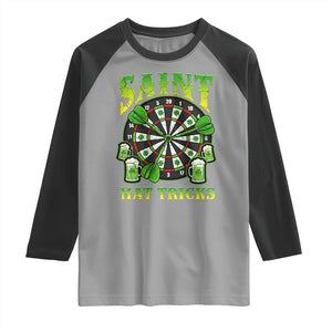 Saint Hat Tricks St Patricks Day Raglan Shirt Darts Player Gift TS12 Sport Gray Black Print Your Wear
