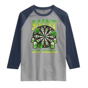 Saint Hat Tricks St Patricks Day Raglan Shirt Darts Player Gift TS12 Sport Gray Navy Print Your Wear