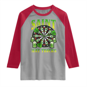 Saint Hat Tricks St Patricks Day Raglan Shirt Darts Player Gift TS12 Sport Gray Red Print Your Wear