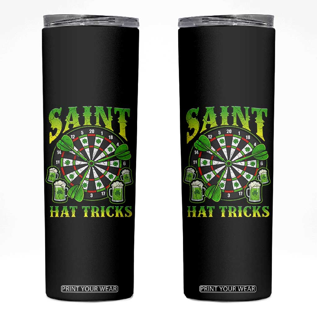 Saint Hat Tricks St Patricks Day Skinny Tumbler Darts Player Gift TS12 Black Print Your Wear