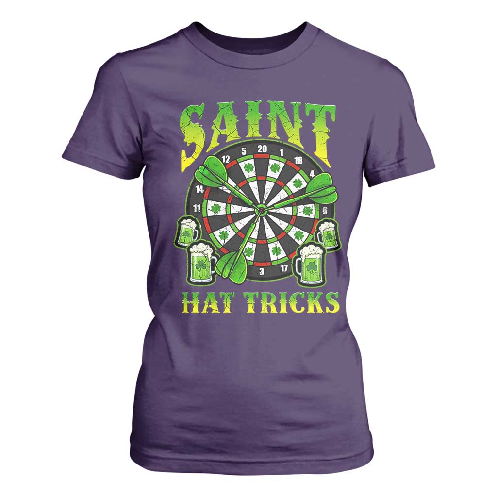 Saint Hat Tricks St Patricks Day T Shirt For Women Darts Player Gift TS12 Purple Print Your Wear