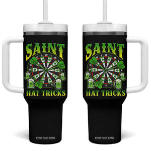 Saint Hat Tricks St Patricks Day Tumbler With Handle Darts Player Gift TS12 One Size: 40 oz Black Print Your Wear
