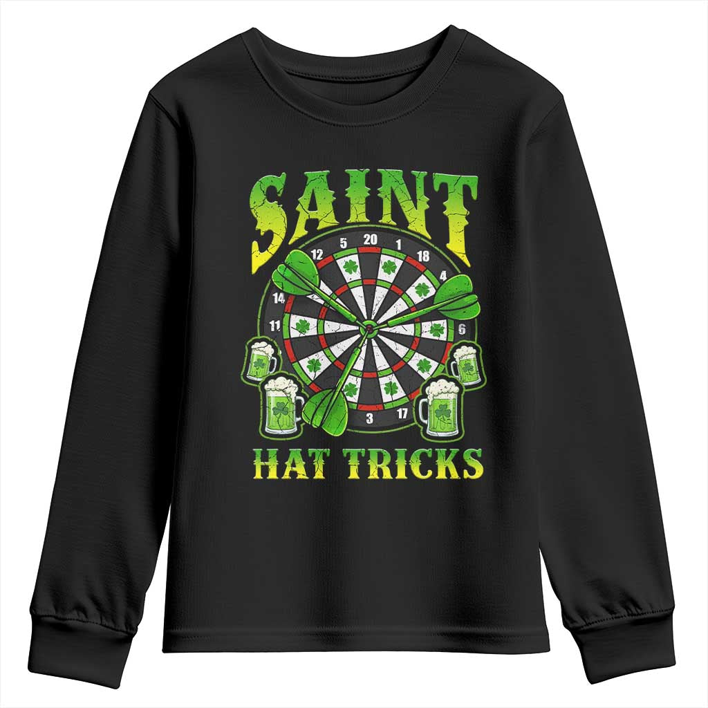Saint Hat Tricks St Patricks Day Youth Sweatshirt Darts Player Gift TS12 Black Print Your Wear