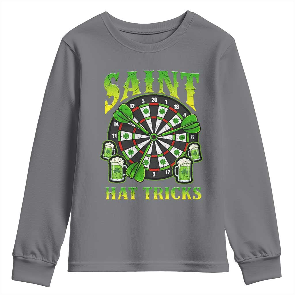 Saint Hat Tricks St Patricks Day Youth Sweatshirt Darts Player Gift TS12 Charcoal Print Your Wear