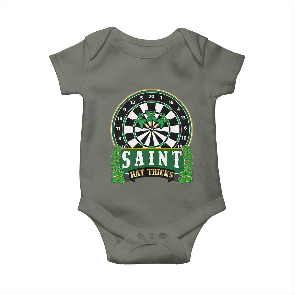 Saint Hat Tricks Baby Onesie St Patricks Day Dart Thrower Gift TS12 Military Green Print Your Wear