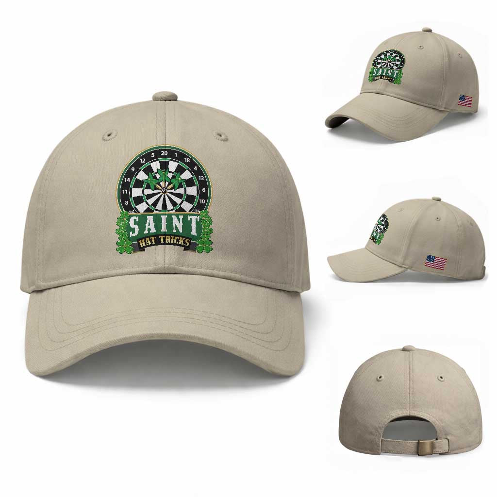 Saint Hat Tricks Baseball Cap St Patricks Day Dart Thrower Gift TS12 Baseball Cap Universal Fit Beige Print Your Wear