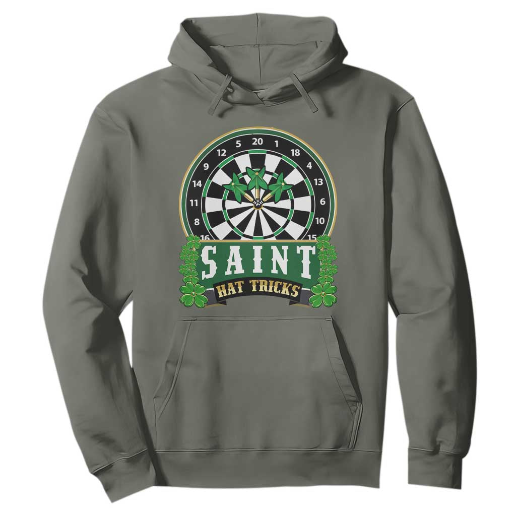 Saint Hat Tricks Hoodie St Patricks Day Dart Thrower Gift TS12 Military Green Print Your Wear