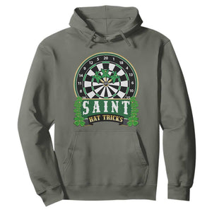 Saint Hat Tricks Hoodie St Patricks Day Dart Thrower Gift TS12 Military Green Print Your Wear