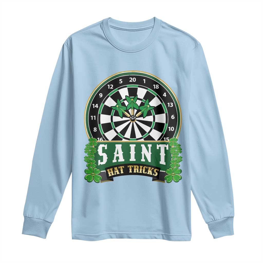 Saint Hat Tricks Long Sleeve Shirt St Patricks Day Dart Thrower Gift TS12 Light Blue Print Your Wear