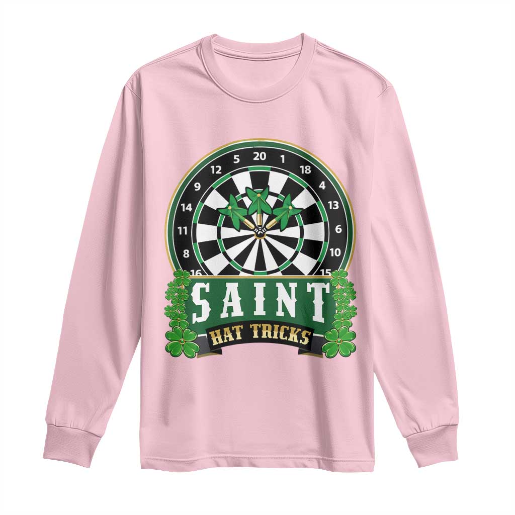 Saint Hat Tricks Long Sleeve Shirt St Patricks Day Dart Thrower Gift TS12 Light Pink Print Your Wear