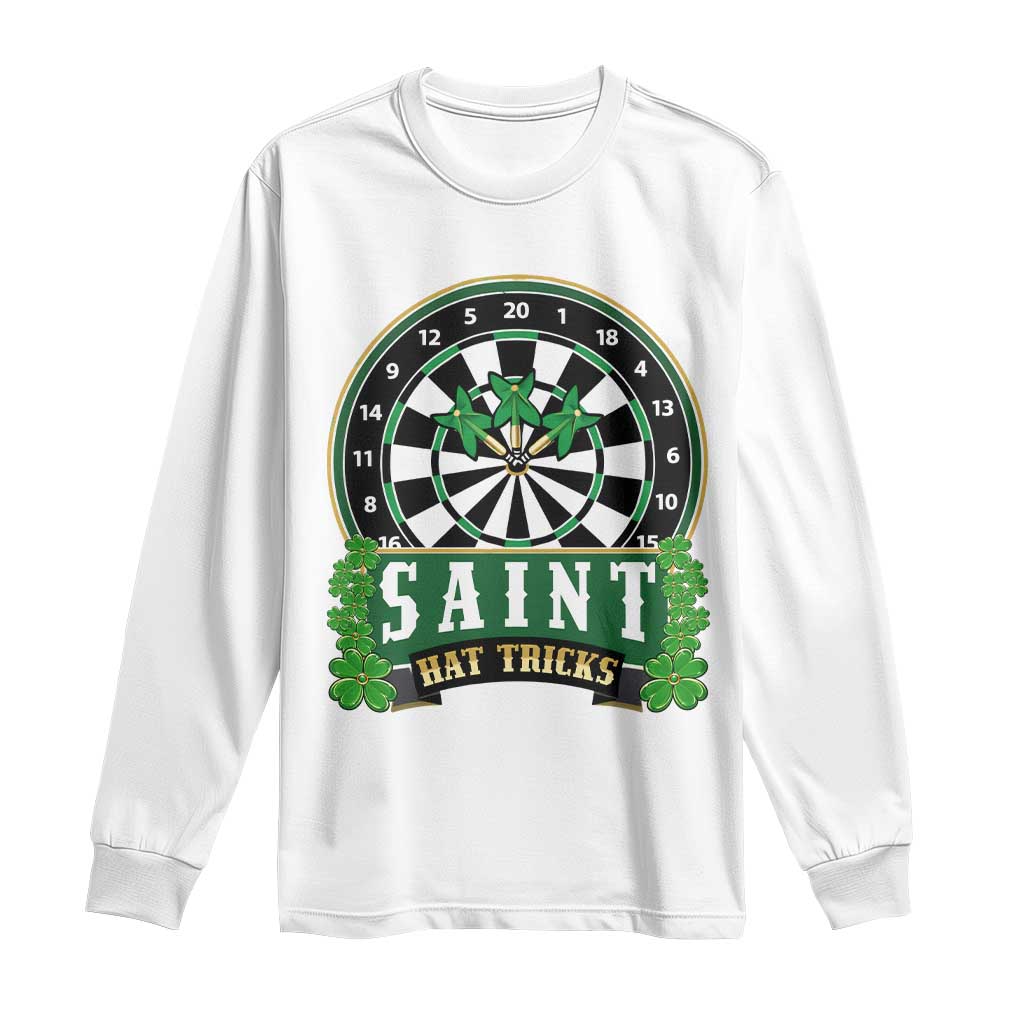 Saint Hat Tricks Long Sleeve Shirt St Patricks Day Dart Thrower Gift TS12 White Print Your Wear