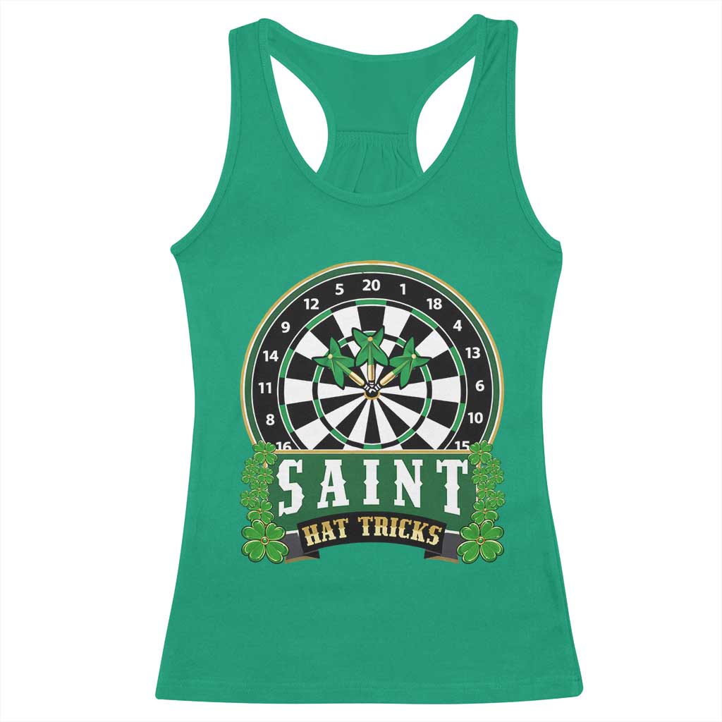 Saint Hat Tricks Racerback Tank Top St Patricks Day Dart Thrower Gift TS12 Irish Green Print Your Wear