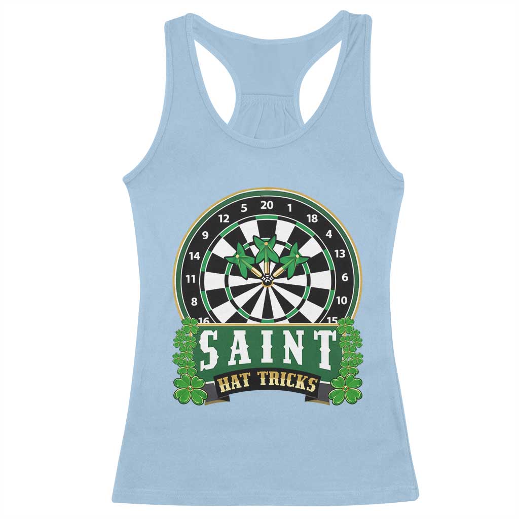 Saint Hat Tricks Racerback Tank Top St Patricks Day Dart Thrower Gift TS12 Light Blue Print Your Wear