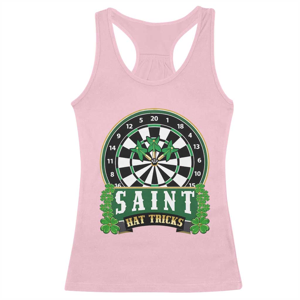 Saint Hat Tricks Racerback Tank Top St Patricks Day Dart Thrower Gift TS12 Light Pink Print Your Wear