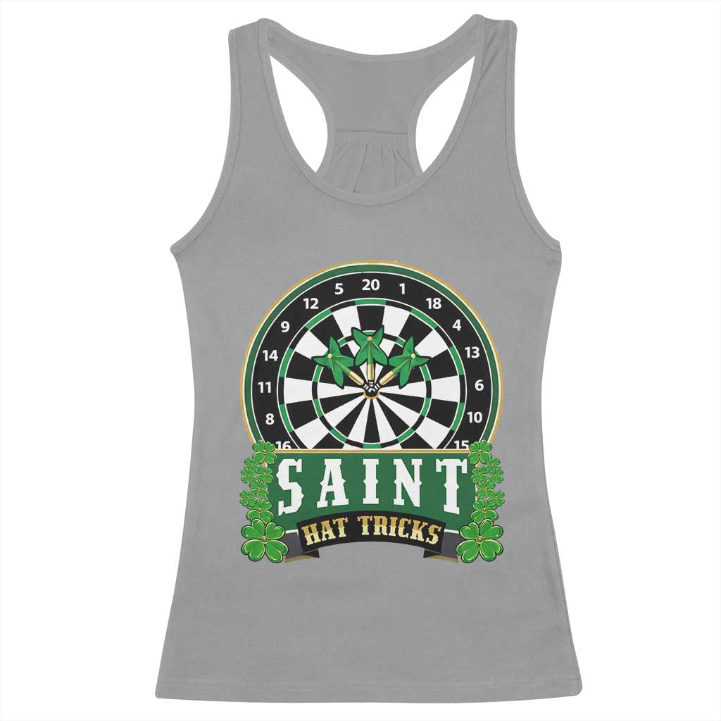 Saint Hat Tricks Racerback Tank Top St Patricks Day Dart Thrower Gift TS12 Sport Gray Print Your Wear