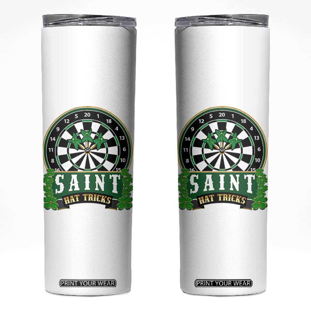 Saint Hat Tricks Skinny Tumbler St Patricks Day Dart Thrower Gift TS12 White Print Your Wear