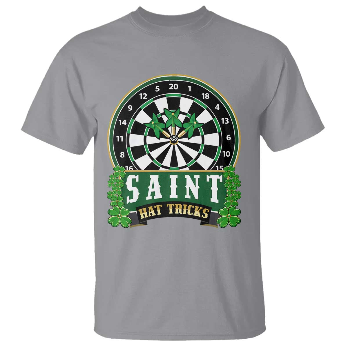 Saint Hat Tricks T Shirt St Patricks Day Dart Thrower Gift TS12 Sport Gray Print Your Wear