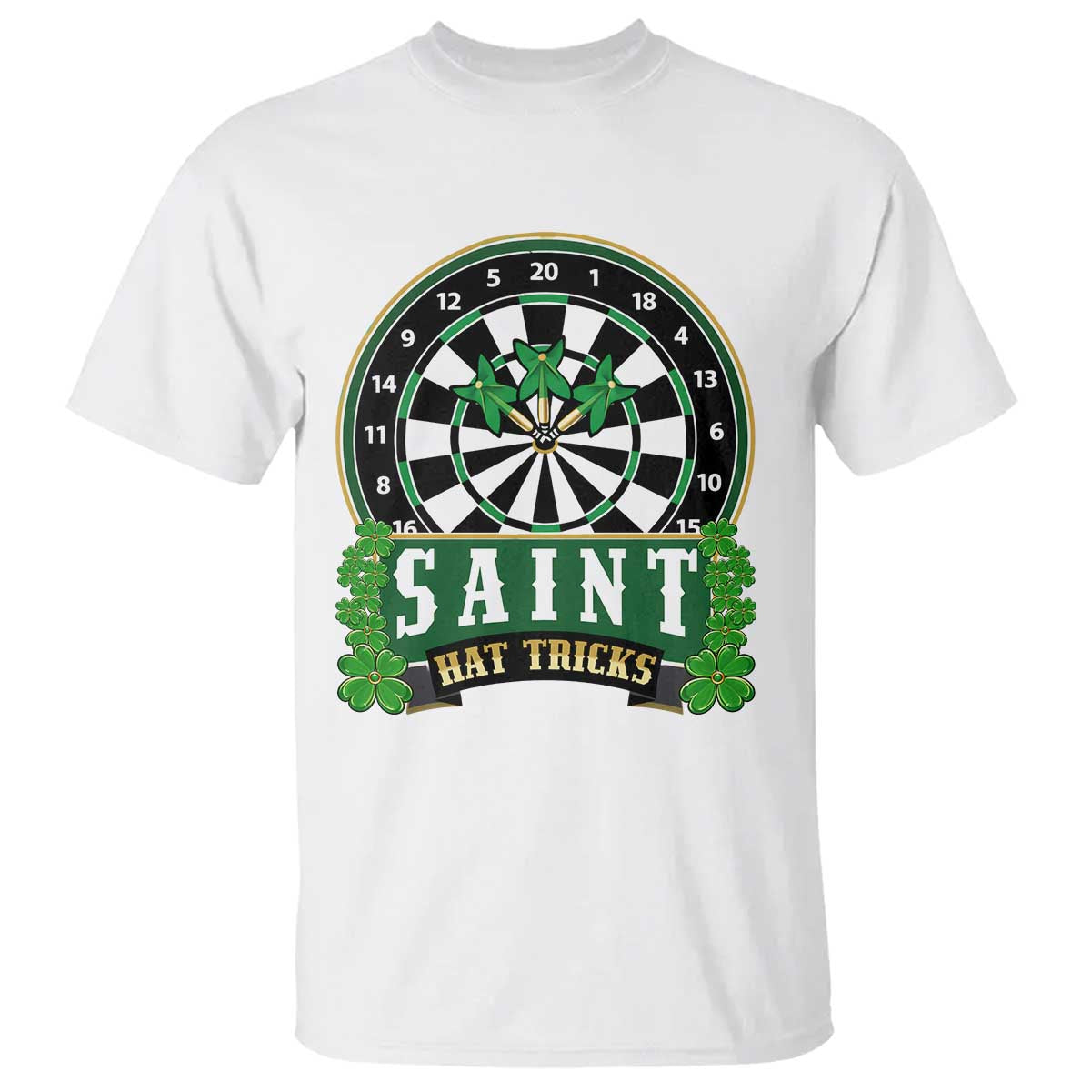 Saint Hat Tricks T Shirt St Patricks Day Dart Thrower Gift TS12 White Print Your Wear