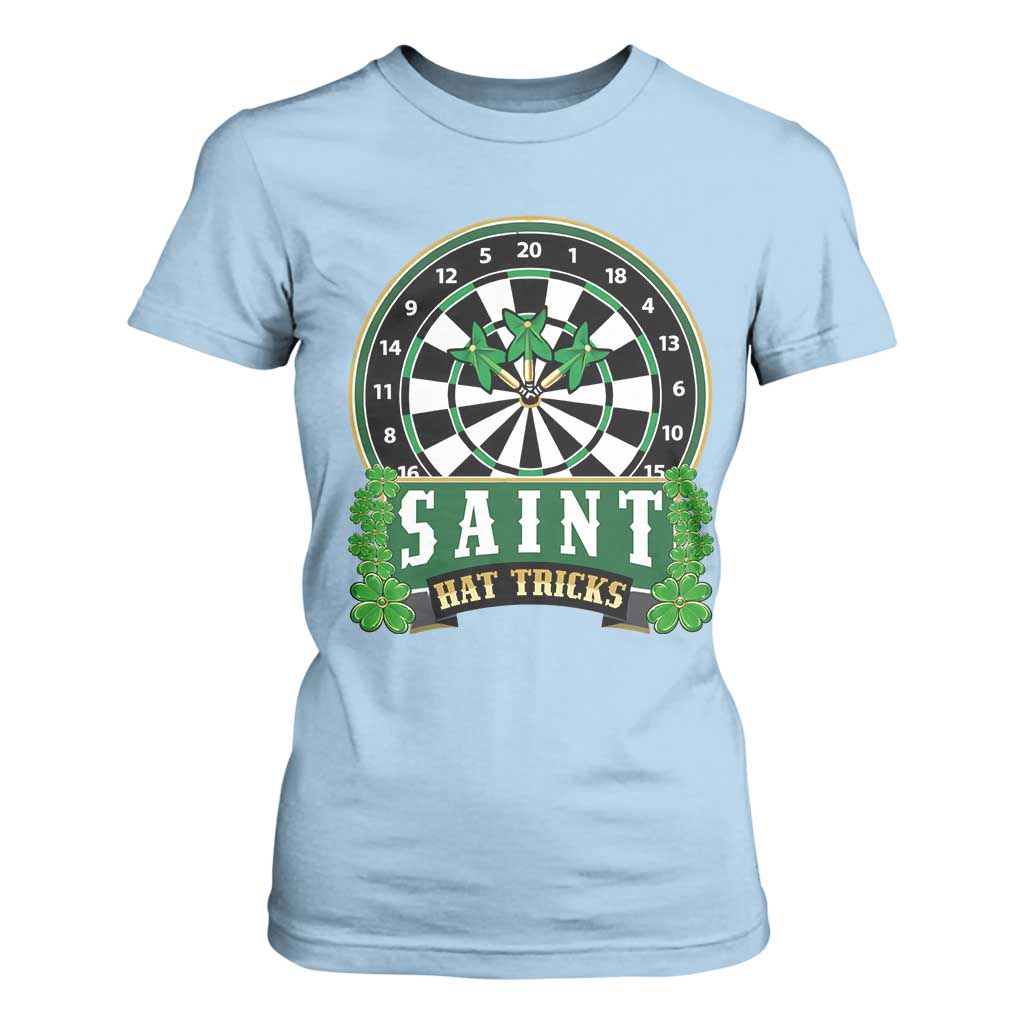 Saint Hat Tricks T Shirt For Women St Patricks Day Dart Thrower Gift TS12 Light Blue Print Your Wear