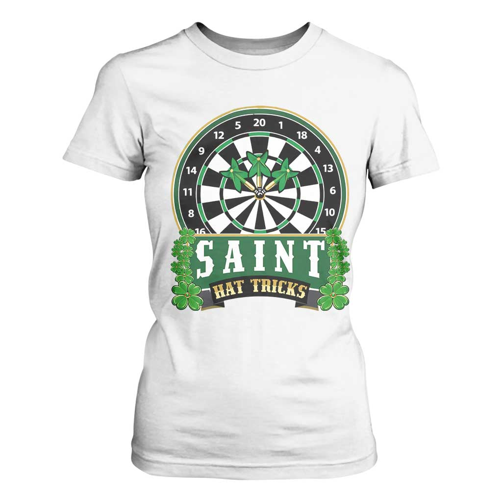 Saint Hat Tricks T Shirt For Women St Patricks Day Dart Thrower Gift TS12 White Print Your Wear