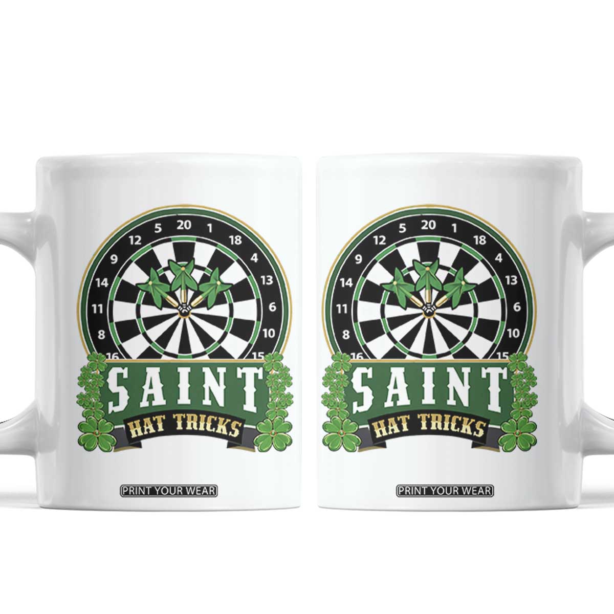 Saint Hat Tricks Coffee Mug St Patricks Day Dart Thrower Gift TS12 White Print Your Wear