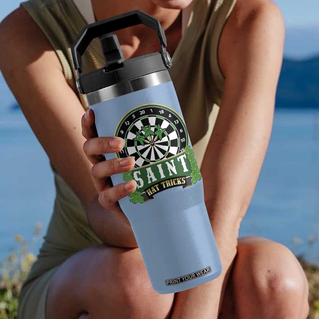 Saint Hat Tricks Flip Straw Tumbler St Patricks Day Dart Thrower Gift TS12 One Size: 30 oz Light Blue Print Your Wear