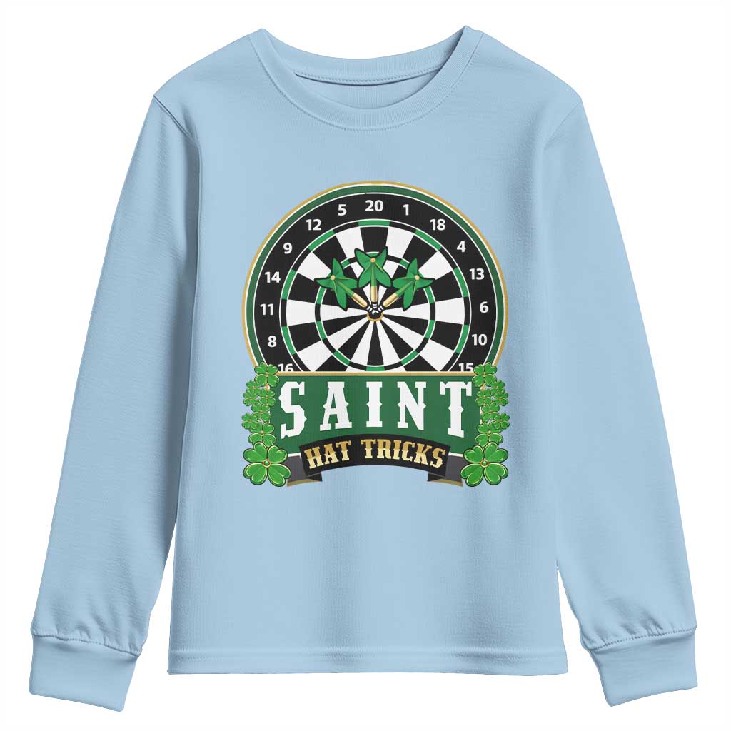 Saint Hat Tricks Youth Sweatshirt St Patricks Day Dart Thrower Gift TS12 Light Blue Print Your Wear